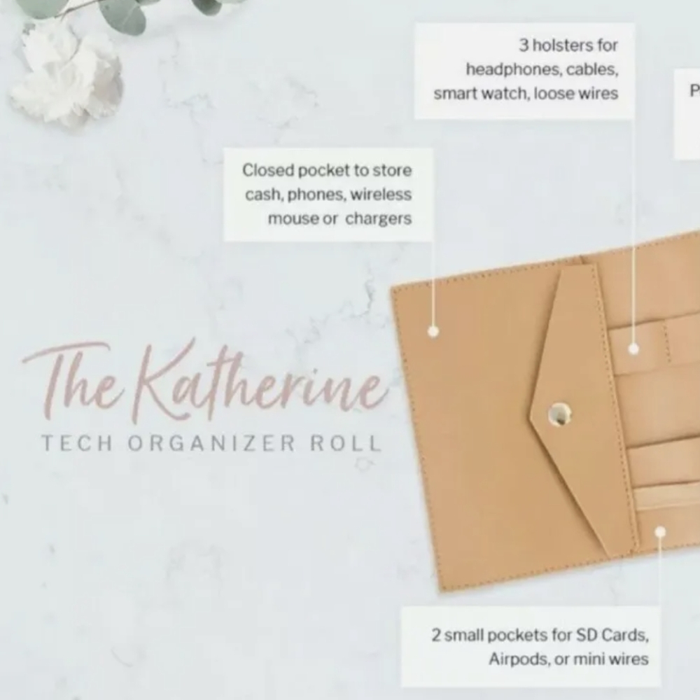 NWT- Glass Ladder & Co. Katherine Tech Organizer Clutch Roll Honey - Picture 6 of 9